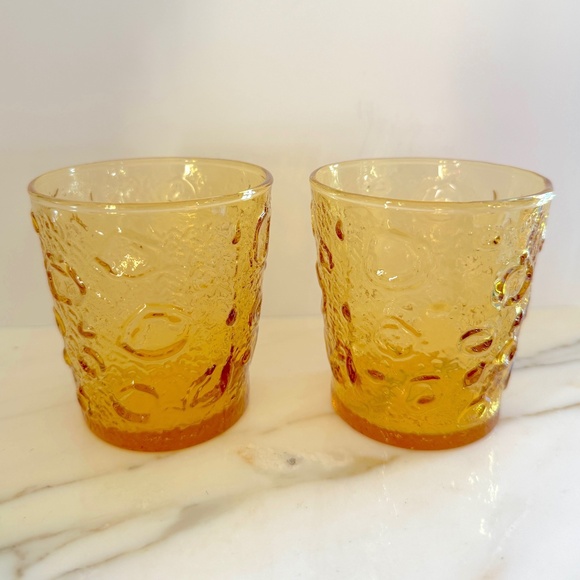 2 MCM Anchor Hocking Desert Amber Gold Milano On the Rocks Glasses MCM - Picture 2 of 6